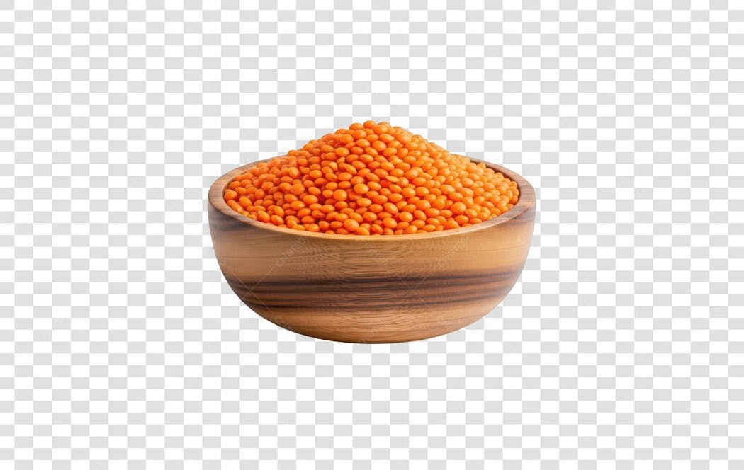 Foto Recortada Tigela de Lentilha Laranja PNG Fundo Transparente