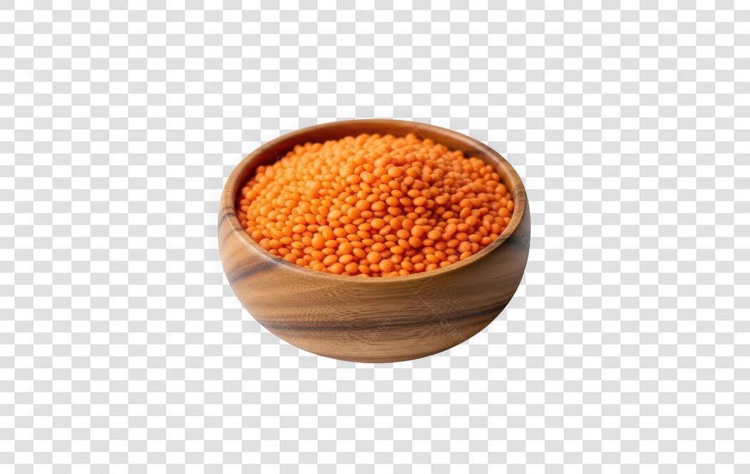 Foto Recortada Tigela de Lentilha Laranja PNG Fundo Transparente