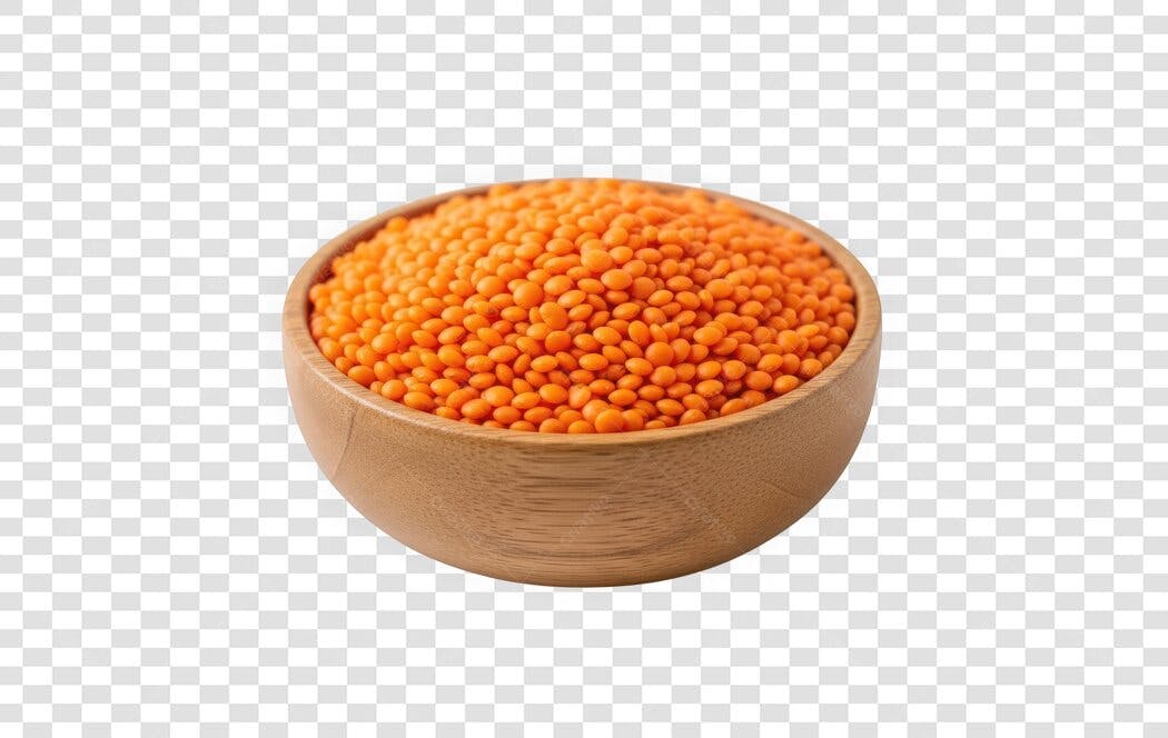 Foto Recortada Tigela de Lentilha Laranja PNG Fundo Transparente