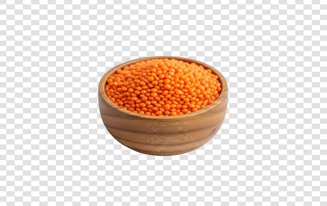 Foto Recortada Tigela de Lentilha Laranja PNG Fundo Transparente