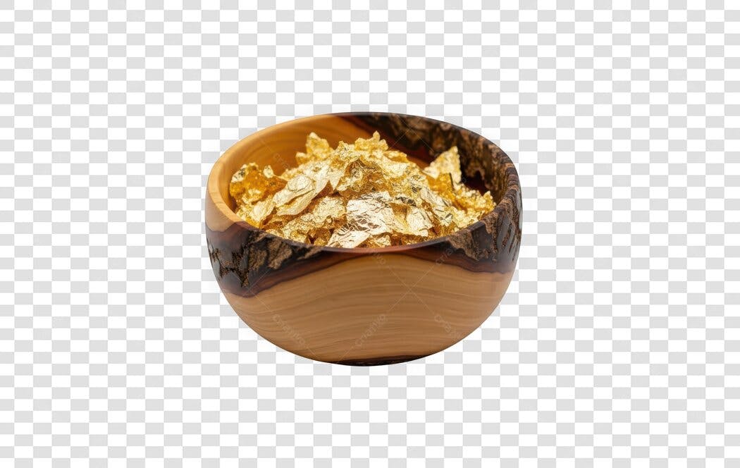 Foto Recortada Tigela Folhas Ouro Comestível PNG Fundo Transparente
