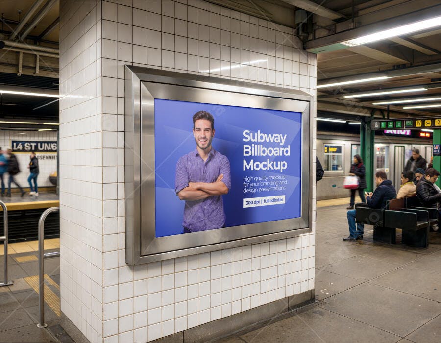 Mockup Outdoor Painel Metrô Estação Subway Editável