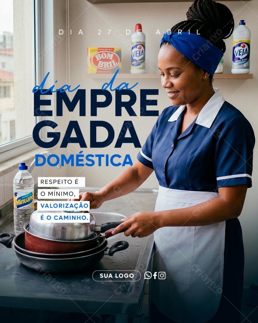 Post Dia da Empregada Doméstica 27 de Abril PSD Editável