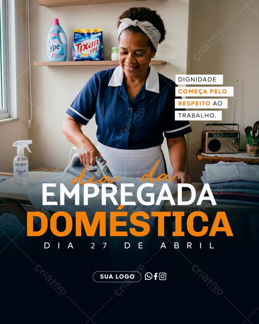 Post Dia da Empregada Doméstica 27 de Abril PSD Editável