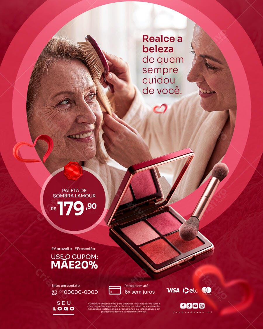 Post Dia das Mães Salão de Beleza Maquiagem PSD Editável