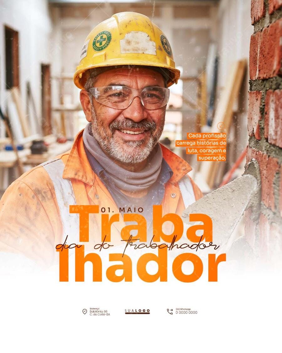 Post Dia do Trabalhador 01 de Maio PSD Editável