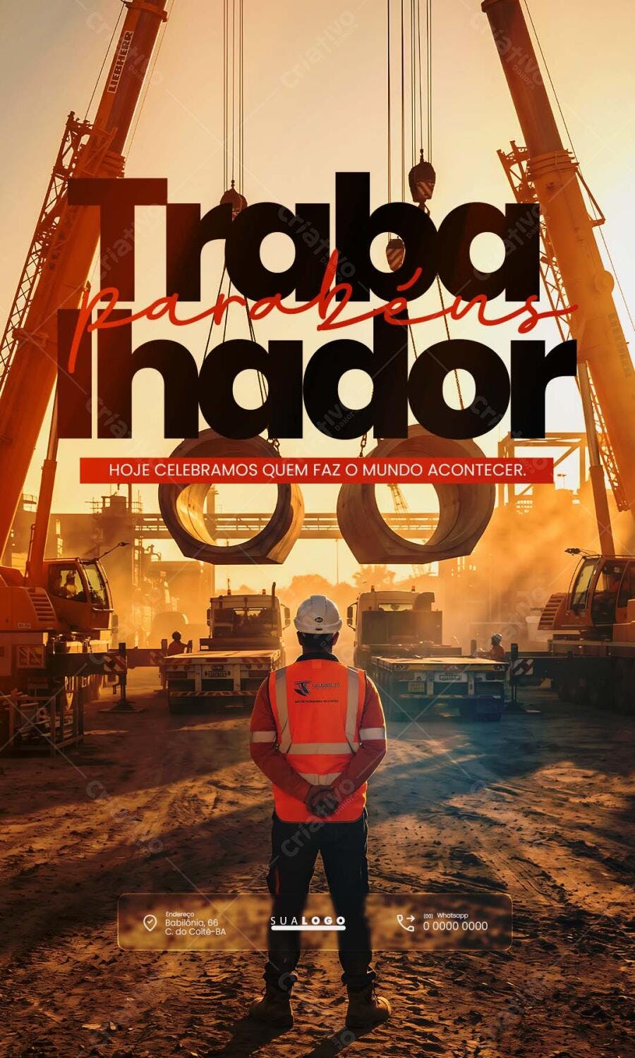 Post Dia do Trabalhador Construção Civil PSD Editável