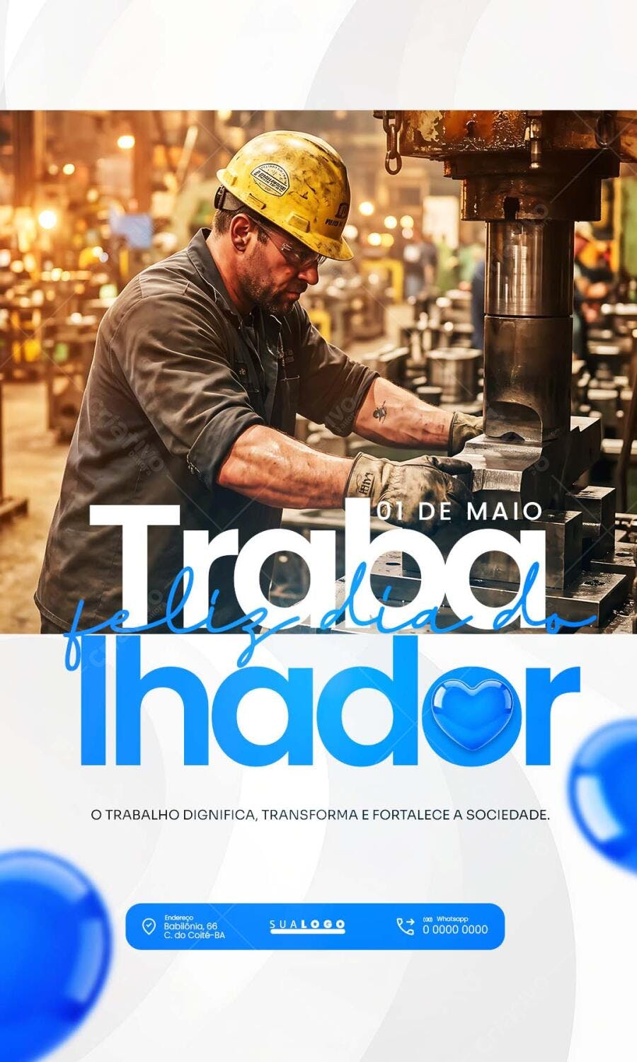 Post Dia do Trabalho 1 de Maio Indústria PSD Editável