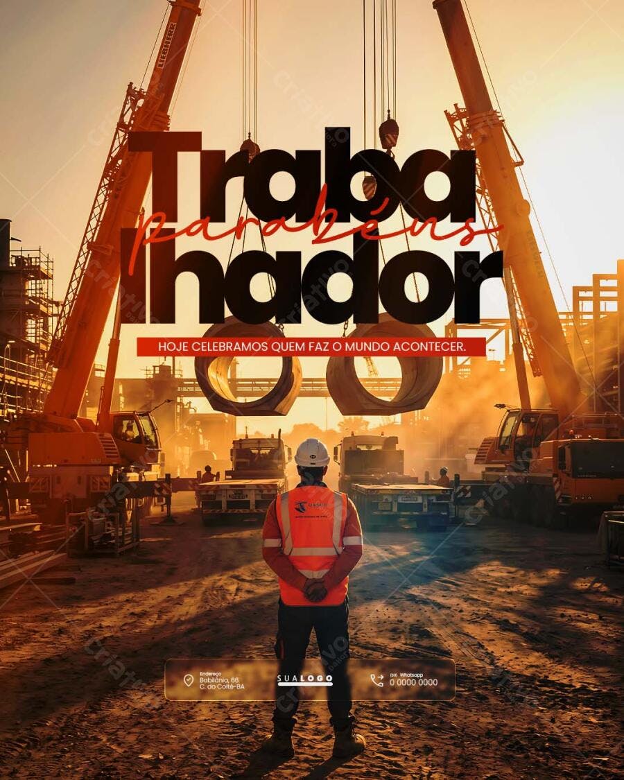 Post Dia do Trabalho Construção Civil PSD Editável