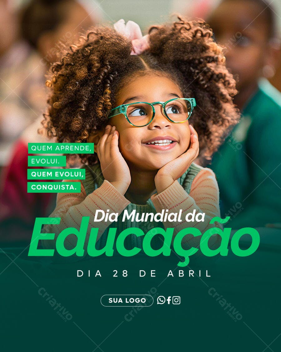 Post Dia Mundial da Educação 28 de Abril PSD Editável