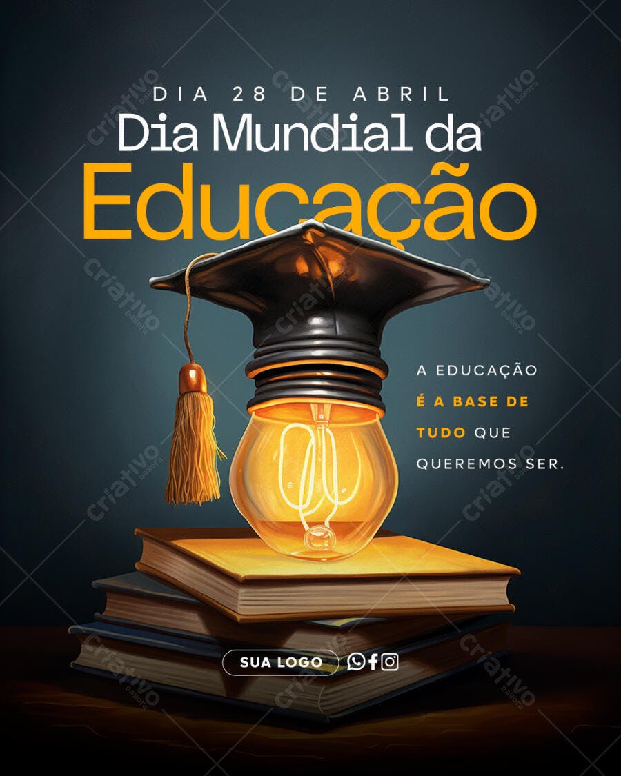 Post Dia Mundial da Educação 28 de Abril PSD Editável
