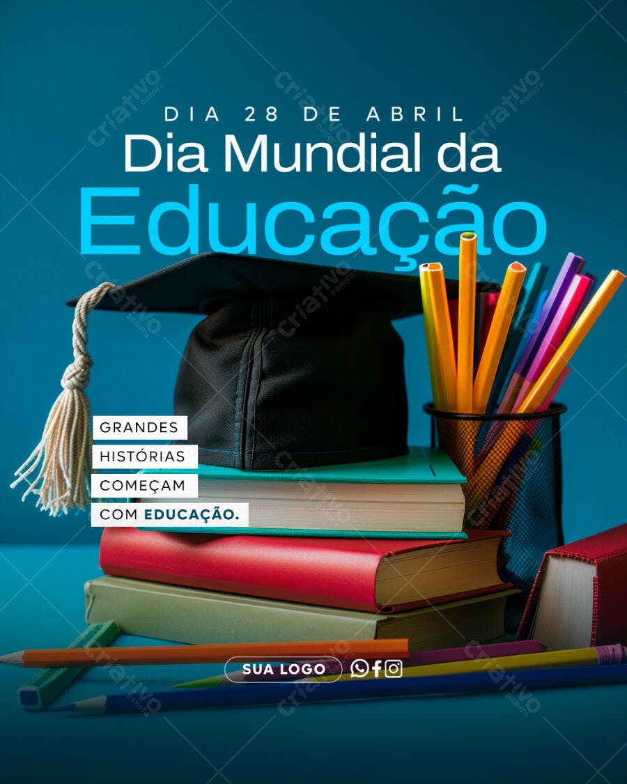 Post Dia Mundial da Educação Abril PSD Editável