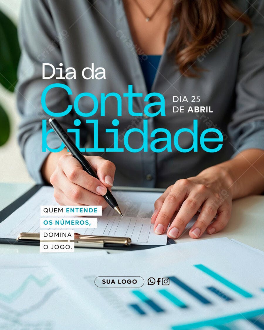 Post Instagram Dia da Contabilidade 25 de Abril PSD Editável