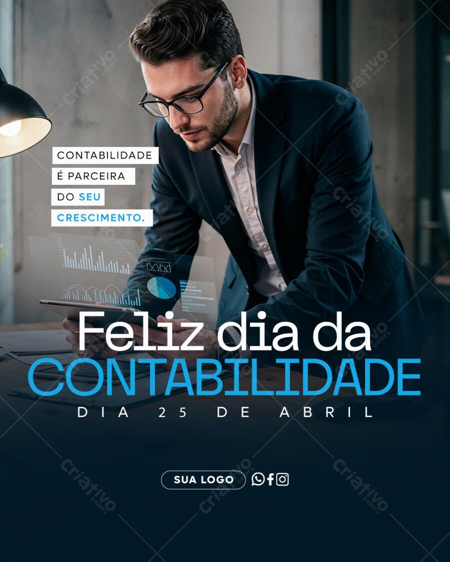 Post Instagram Dia da Contabilidade 25 de Abril PSD Editável