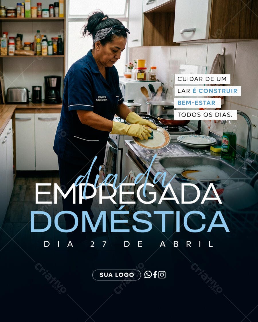 Post Instagram Dia da Empregada Doméstica 27 de Abril PSD Editável