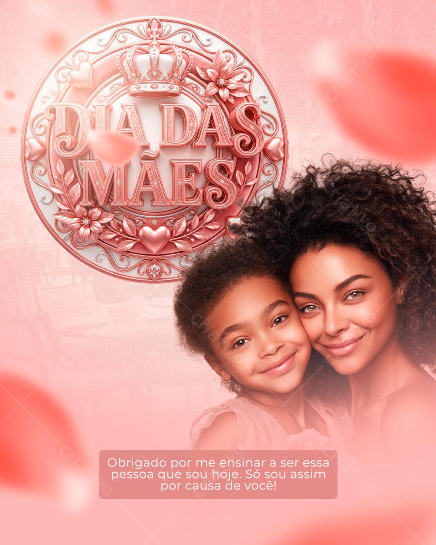 Post Instagram Dia das Mães Coroa Rosada PSD Editável