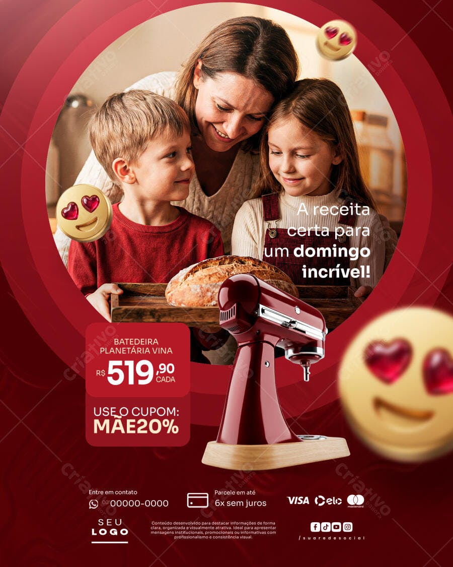 Post Instagram Dia das Mães E-commerce Eletrodomésticos PSD Editável