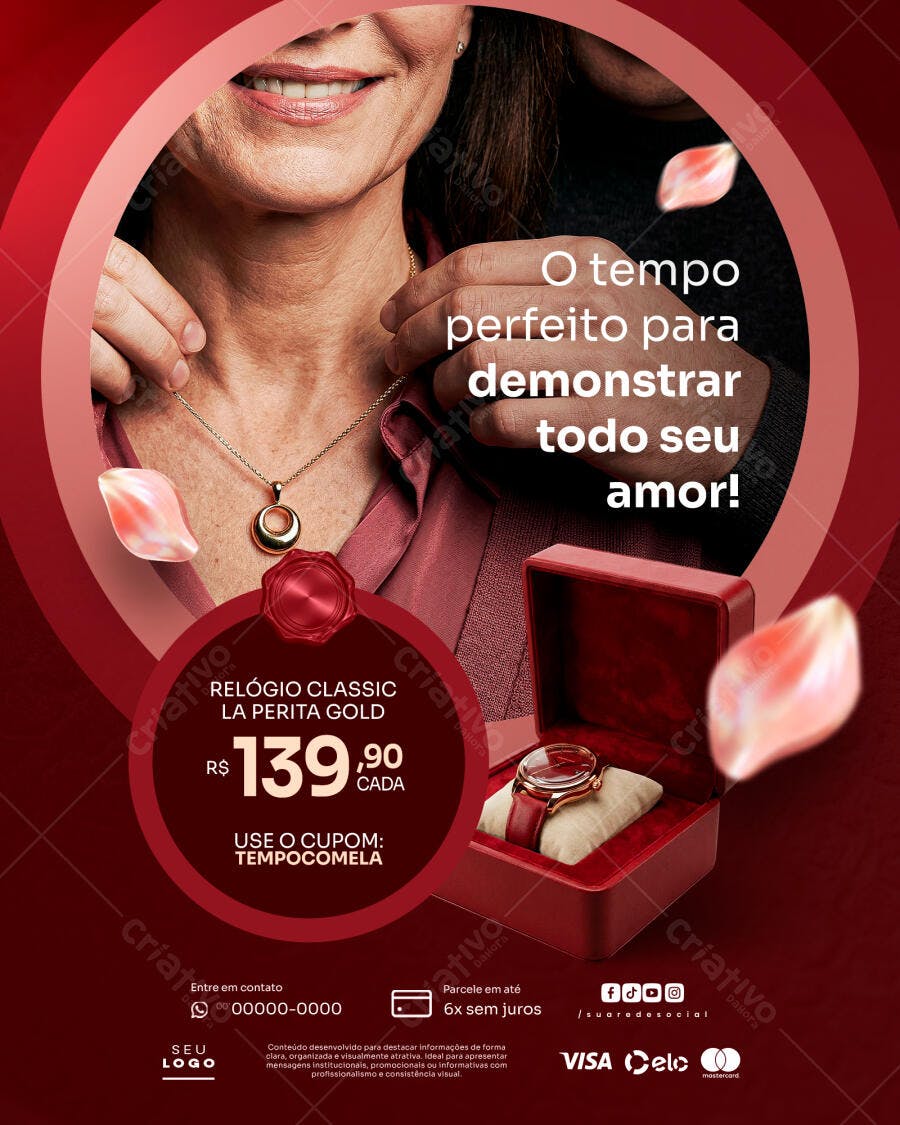 Post Instagram Dia das Mães Joalheria Presentes PSD Editável