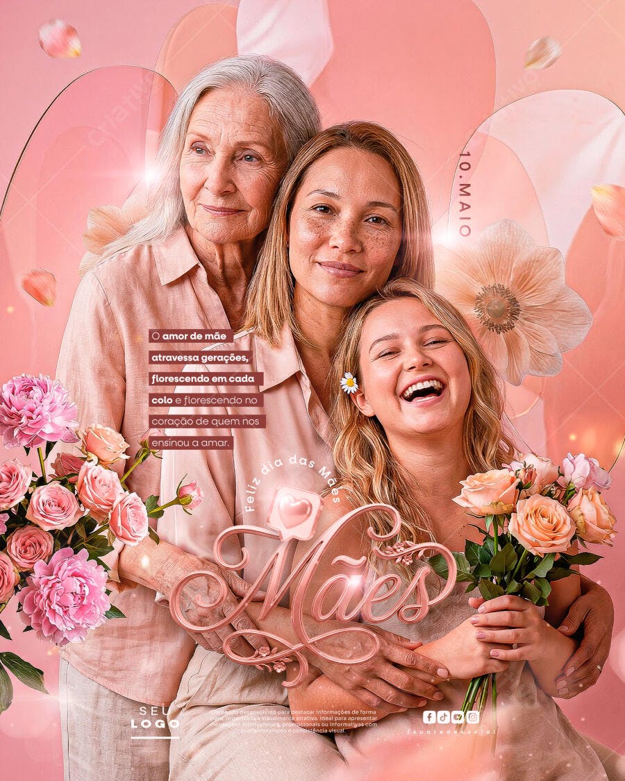 Post Instagram Dia das Mães Maio Floricultura PSD Editável
