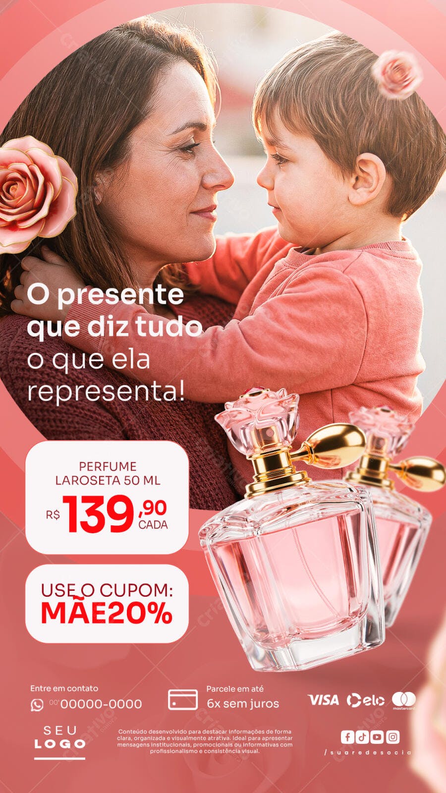 Post Instagram Dia das Mães Perfumaria PSD Editável