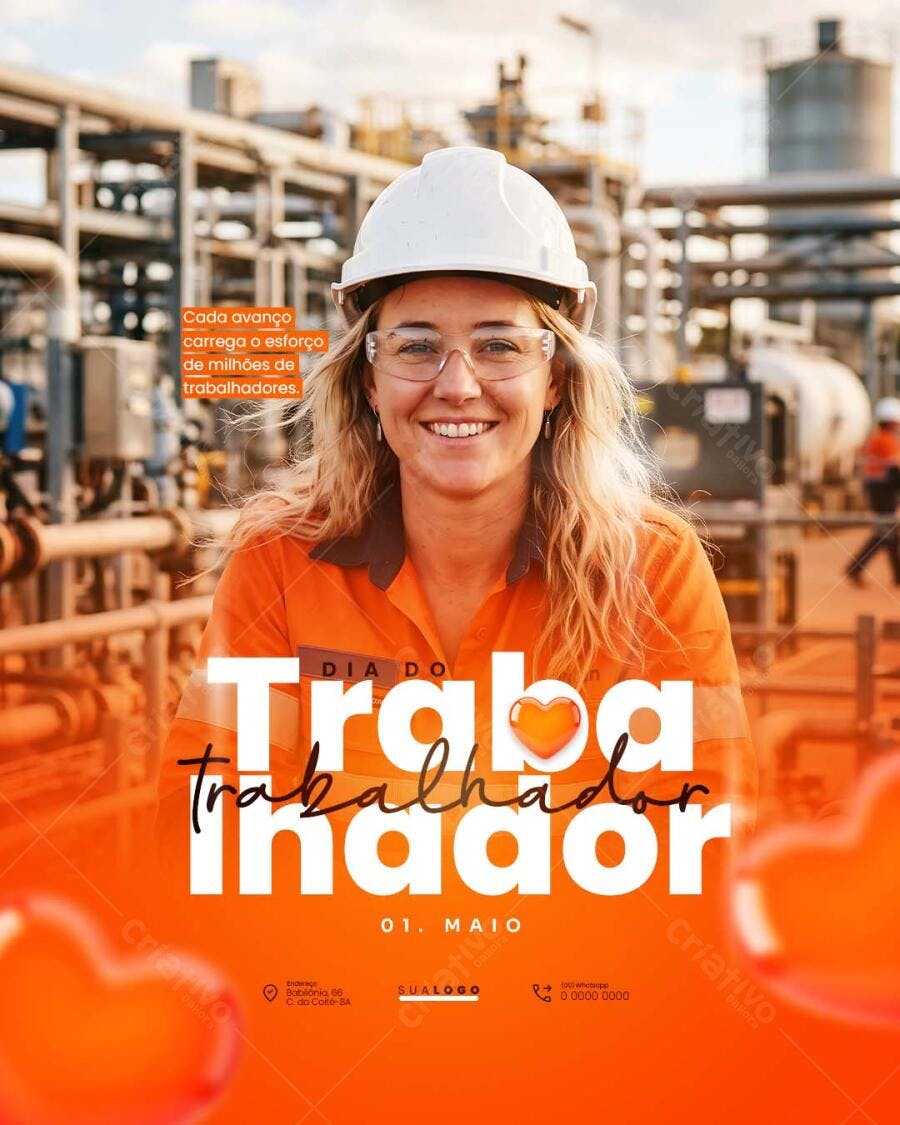 Post Instagram Dia do Trabalhador 1 de Maio PSD Editável
