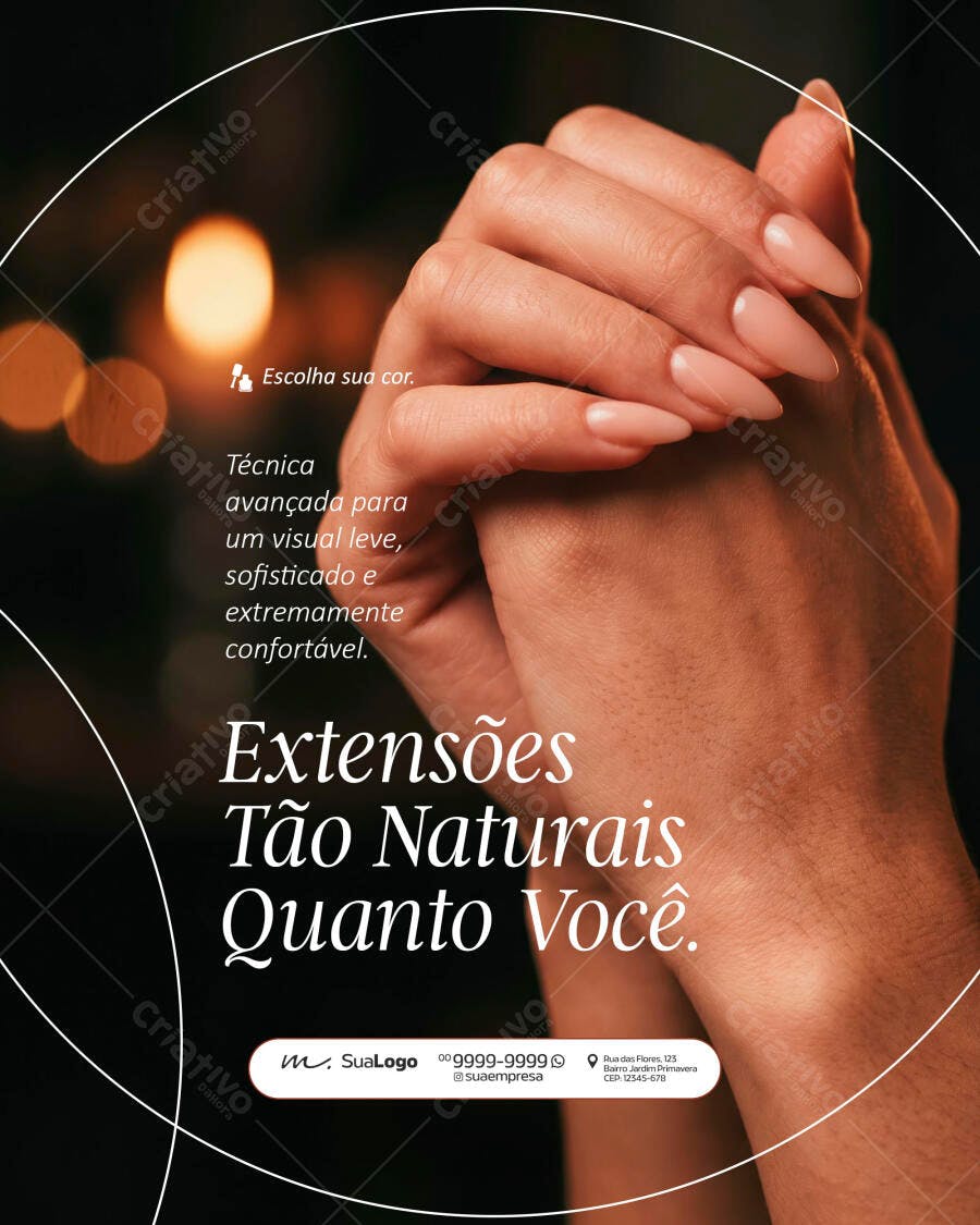 Post Instagram Extensões de Unhas Manicure PSD Editável