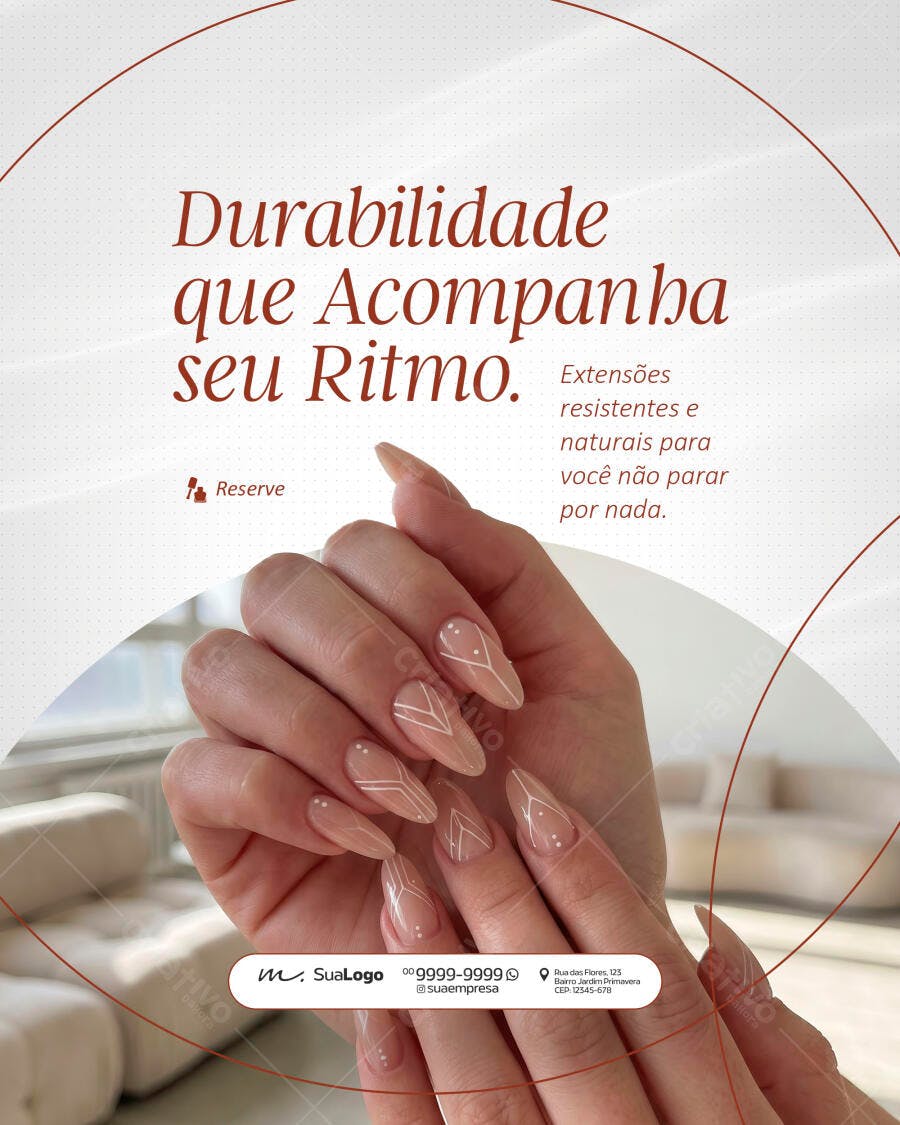 Post Instagram Manicure Extensão de Cílios PSD Editável