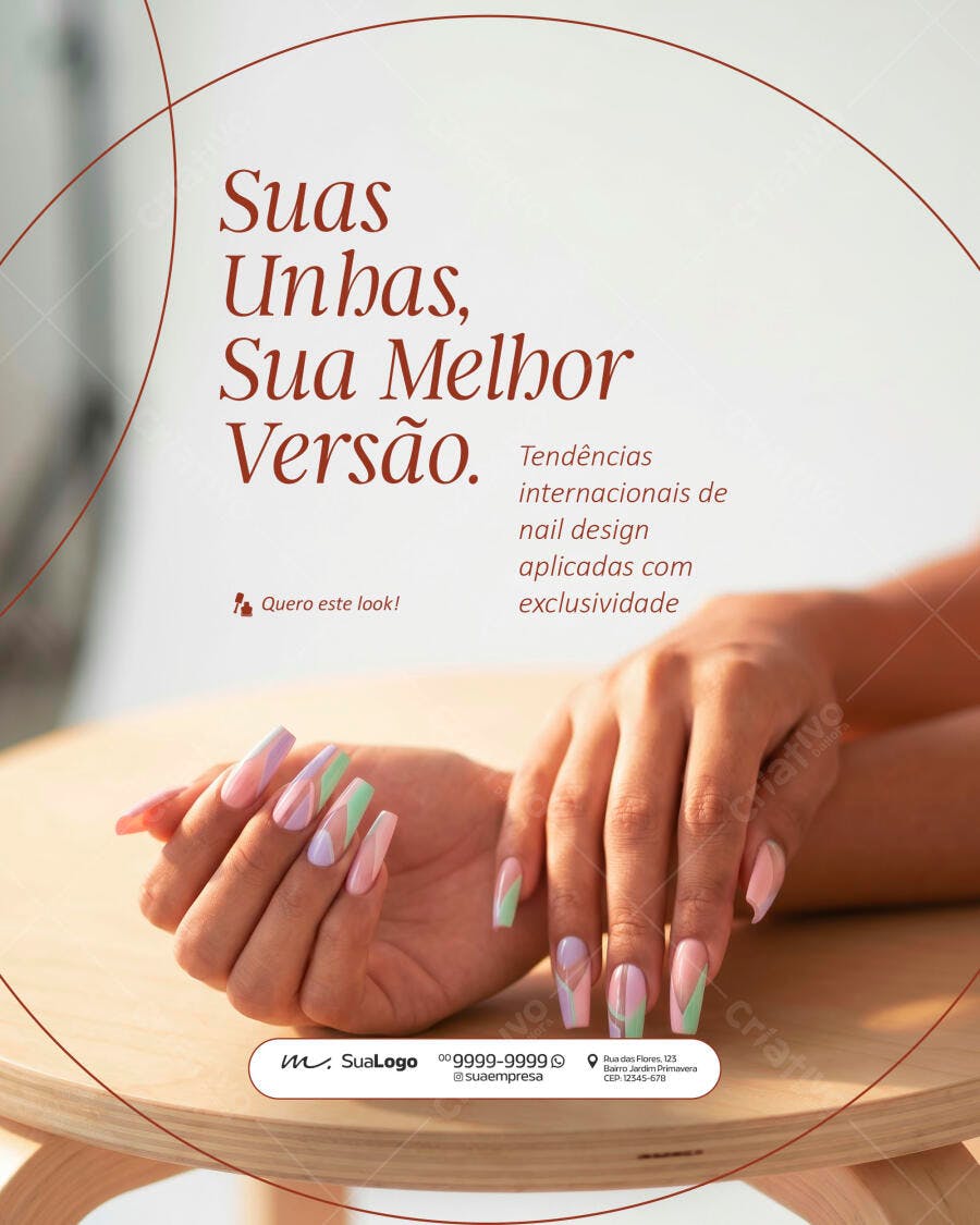 Post Instagram Manicure Nail Design Salão de Beleza PSD Editável