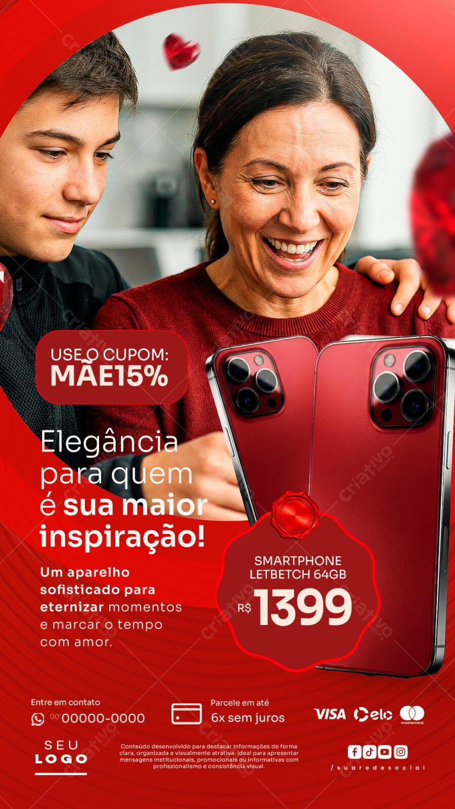 Story Instagram Dia das Mães Eletrônicos PSD Editável