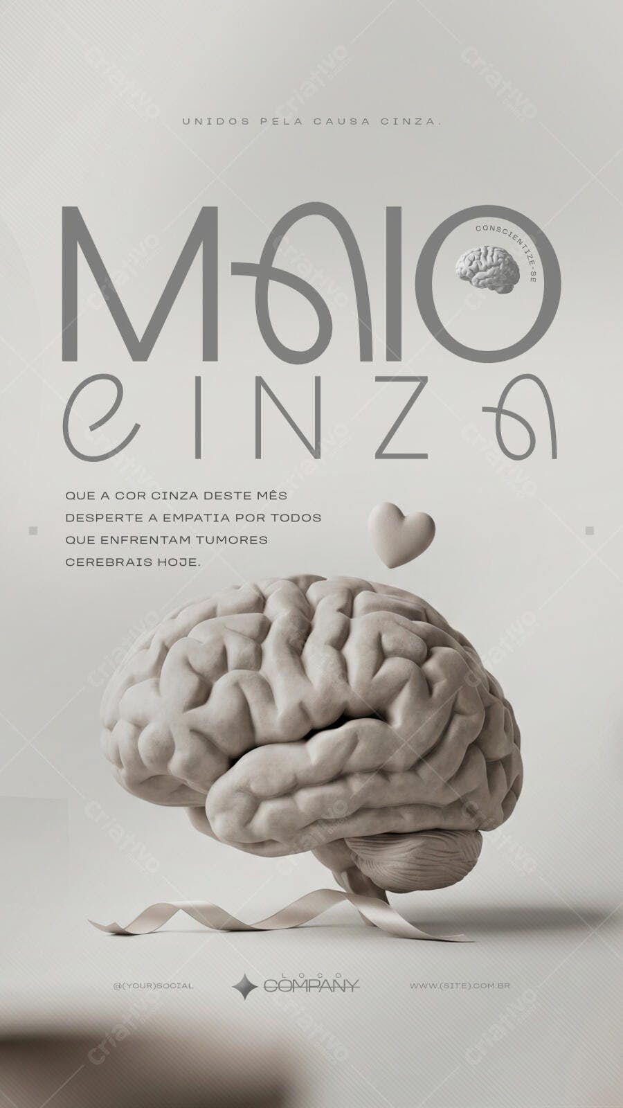Story Instagram Maio Cinza Conscientização Tumores Cerebrais PSD Editável