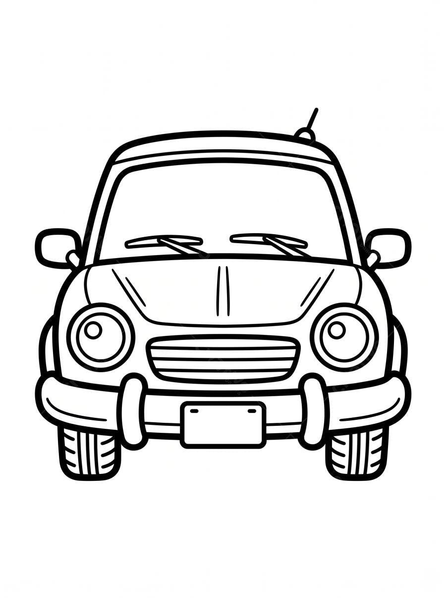 Carro Desenho Infantil Frente Ilustração Vetorial