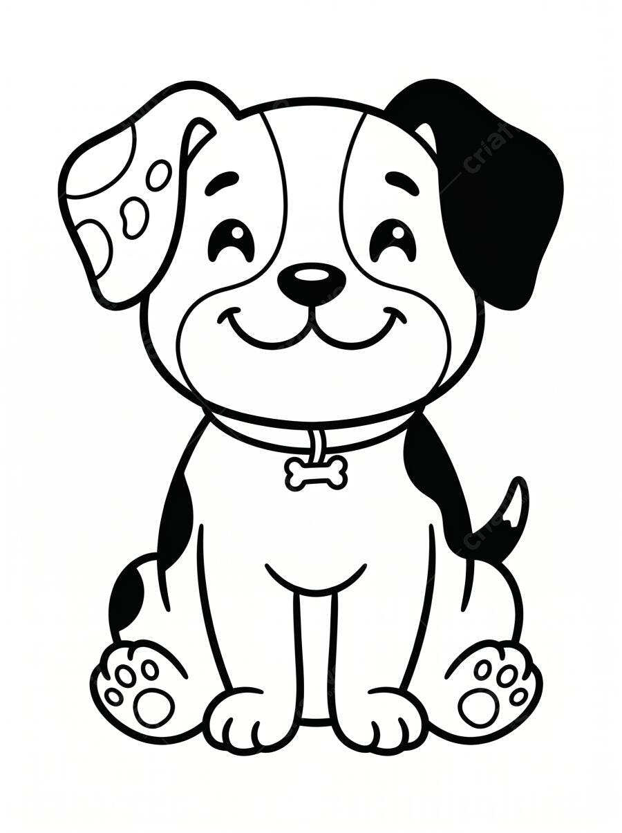 Desenho Cachorro Filhote Sentado Fofo Ilustração Infantil