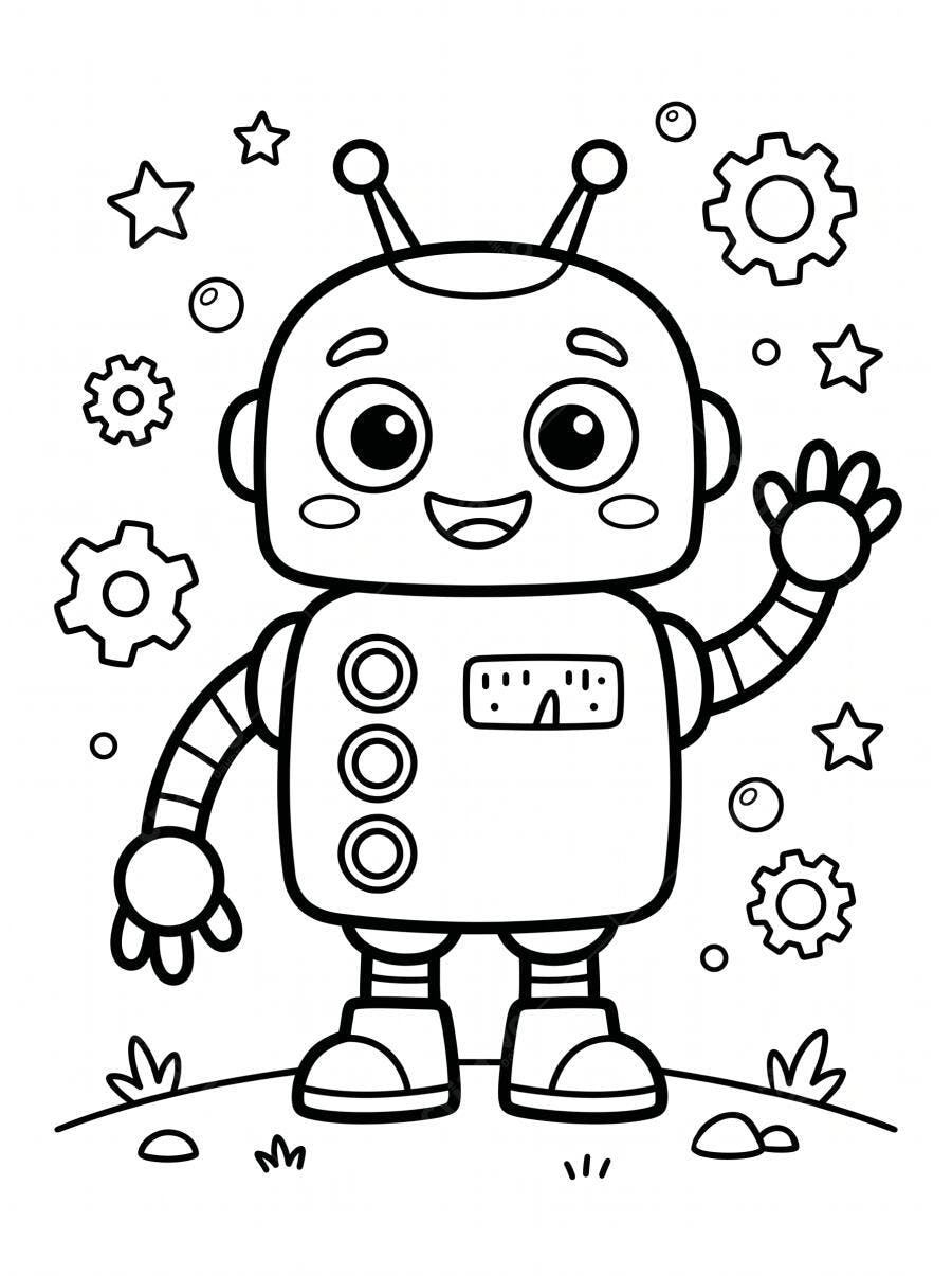 Desenho Robô Fofo Para Colorir Infantil