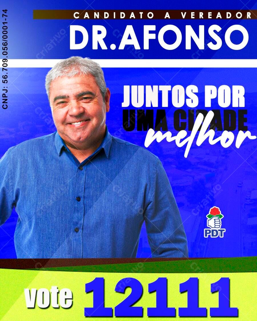 Flyer Campanha Política Vereador Dr. Afonso PSD Editável