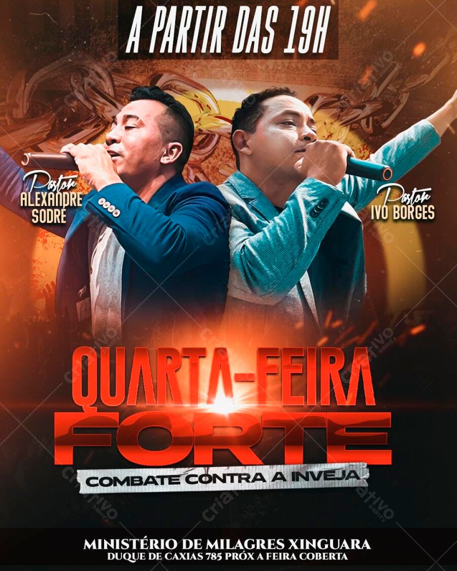 Flyer Evento Religioso Quarta-Feira Forte PSD Editável