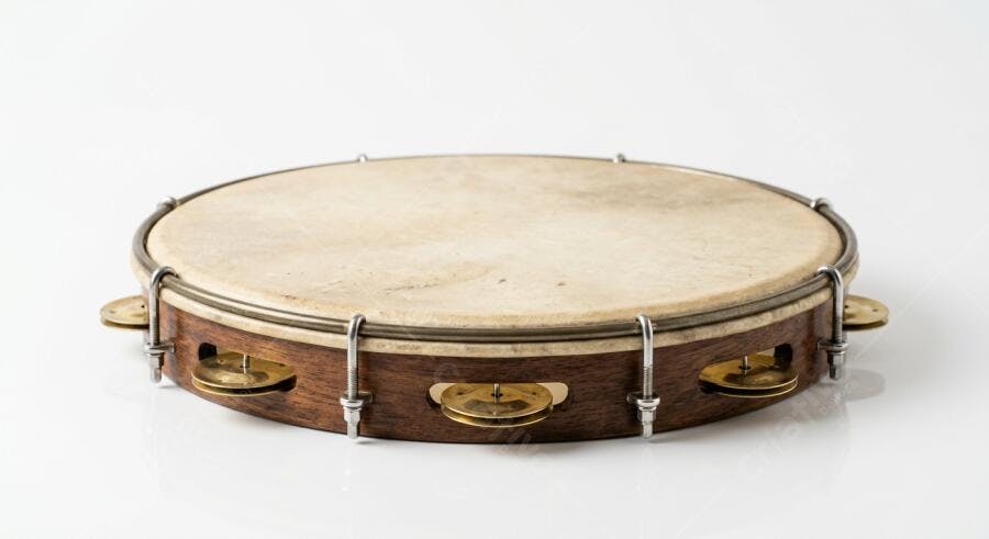 Foto Pandeiro Instrumento Musical de Percussão Fundo Branco