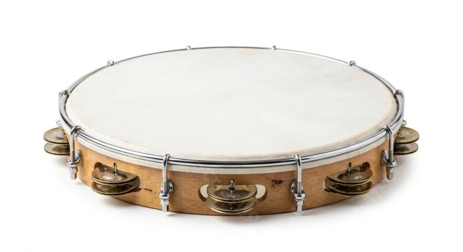 Foto Pandeiro Instrumento Musical de Percussão Fundo Branco