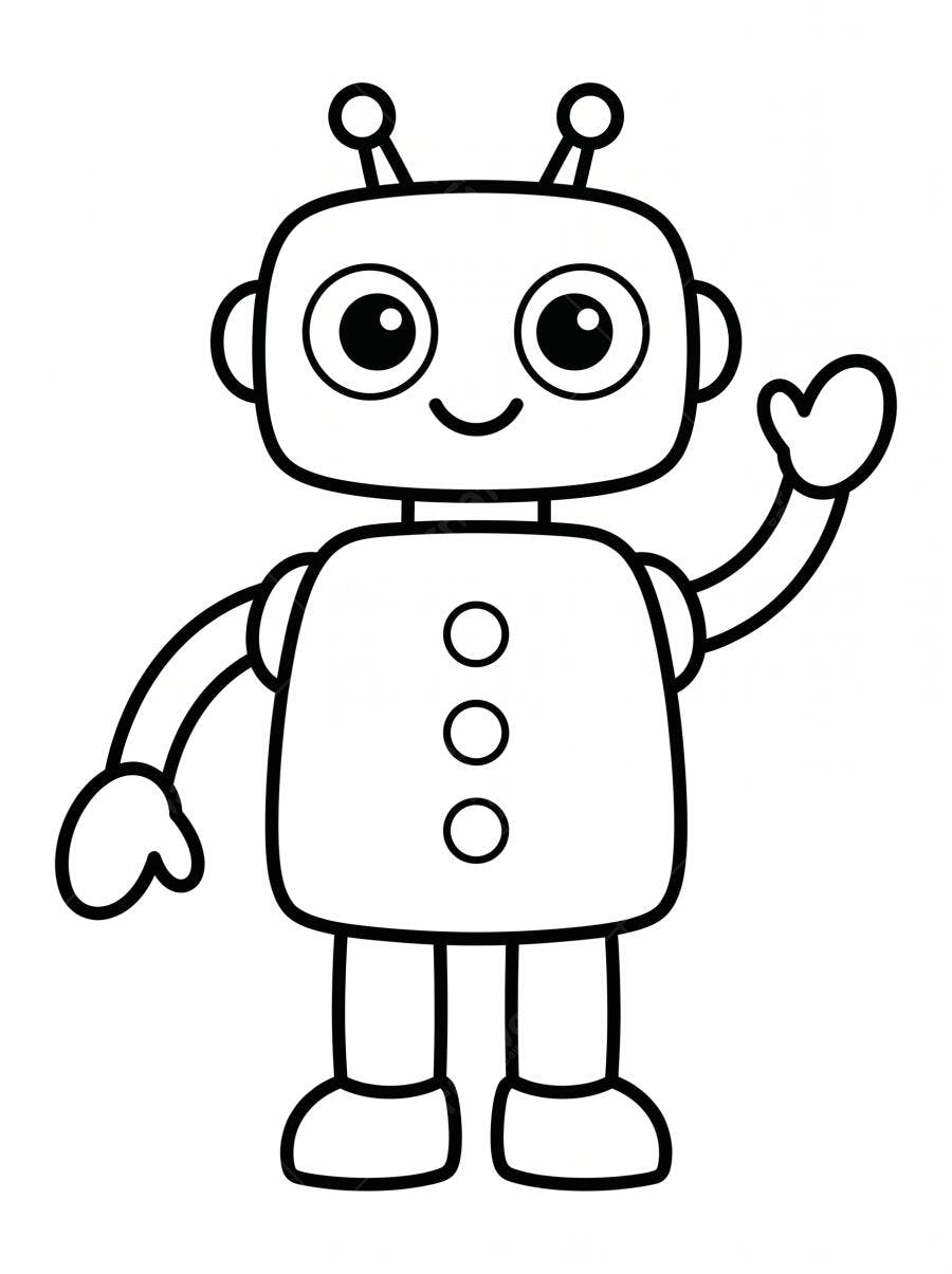 Ilustração Robô Fofo Acenando Desenho Infantil