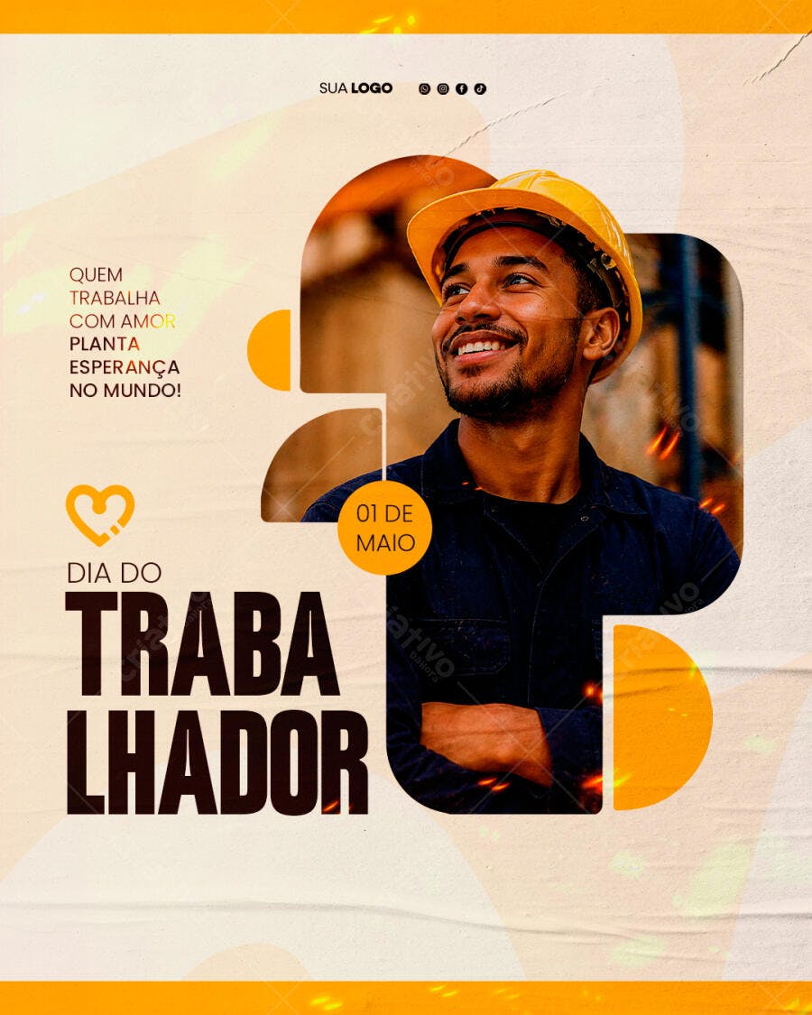 Post Dia do Trabalhador 1 de Maio PSD Editável