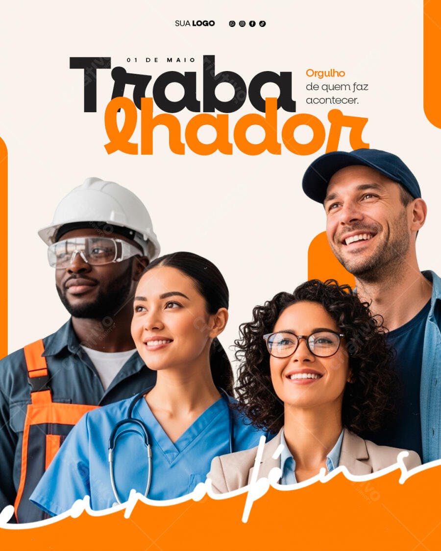 Post Dia do Trabalhador 1 de Maio PSD Editável