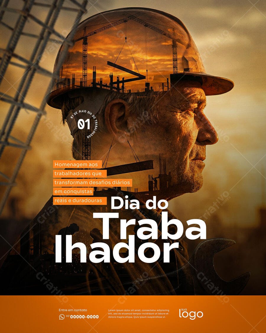 Post Dia do Trabalhador 1 de Maio PSD Editável