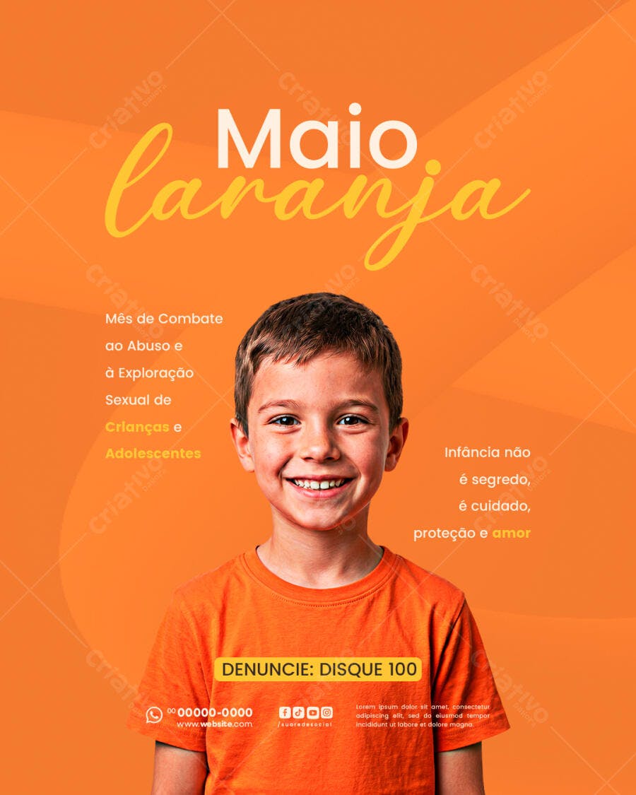 Post Instagram Maio Laranja Conscientização PSD Editável