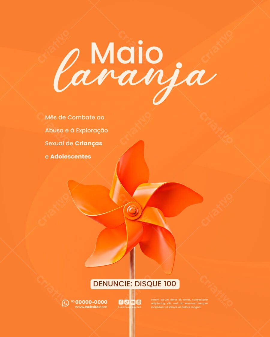 Post Instagram Maio Laranja Conscientização PSD Editável