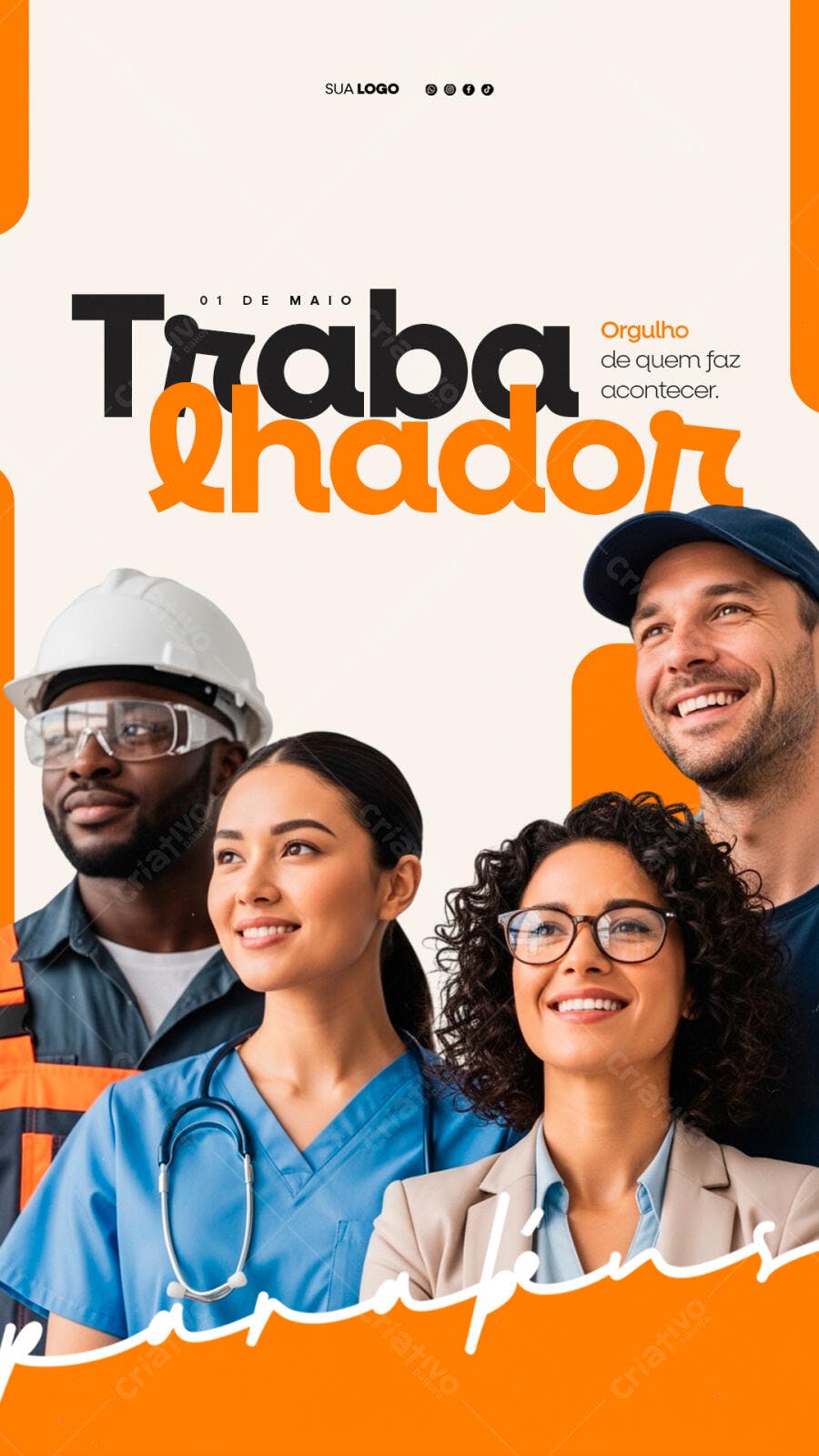 Story Dia do Trabalho 1 de Maio Profissões PSD Editável