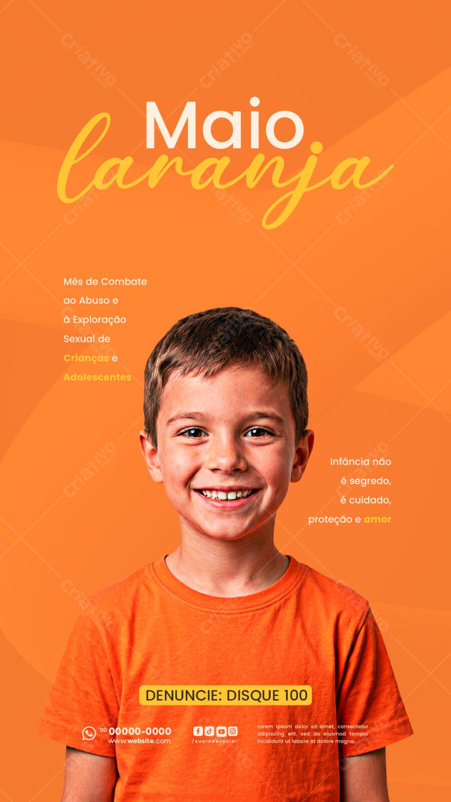 Story Maio Laranja Combate Abuso Infantil PSD Editável