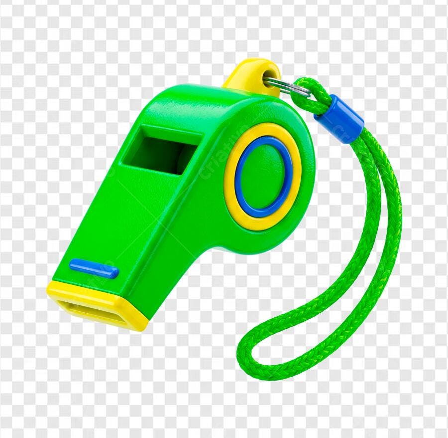 Elemento 3D Apito Verde Esportivo PNG Fundo Transparente