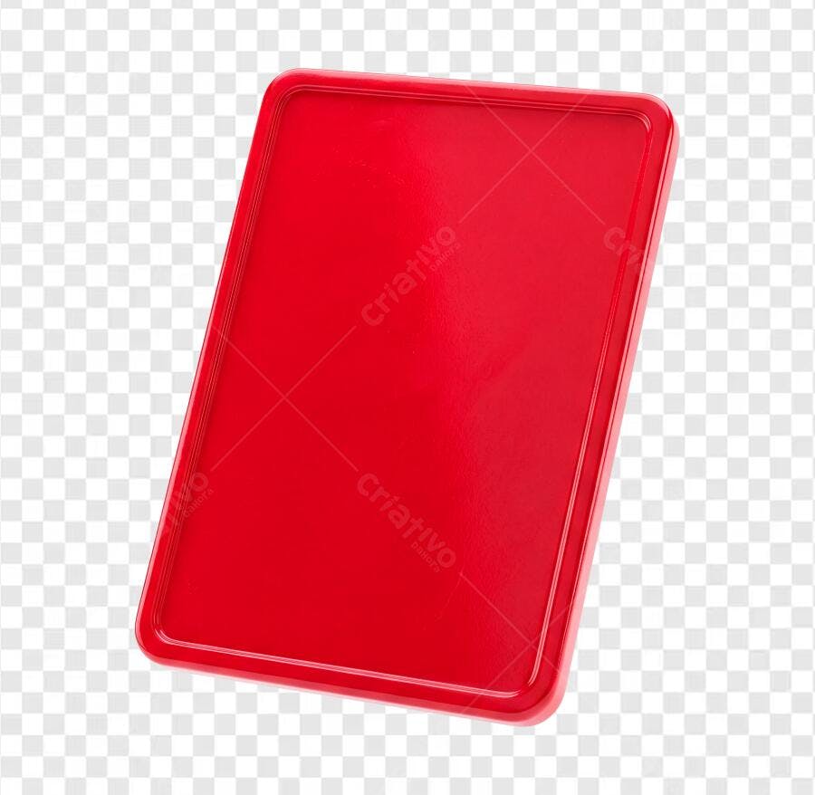 Elemento 3D Bandeja Retangular Vermelha PNG Fundo Transparente