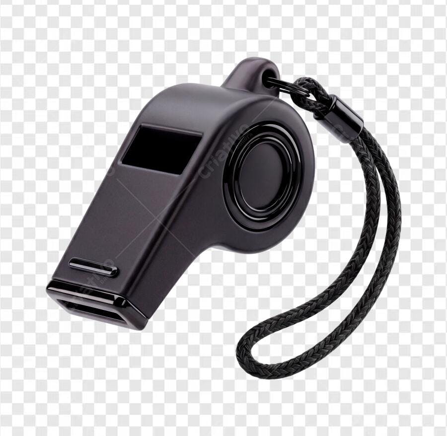 Foto Recortada Apito Preto com Cordão PNG Fundo Transparente