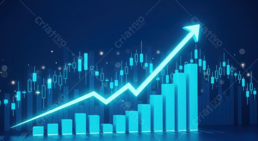 Gráfico de Barras e Linha Crescimento Financeiro Digital