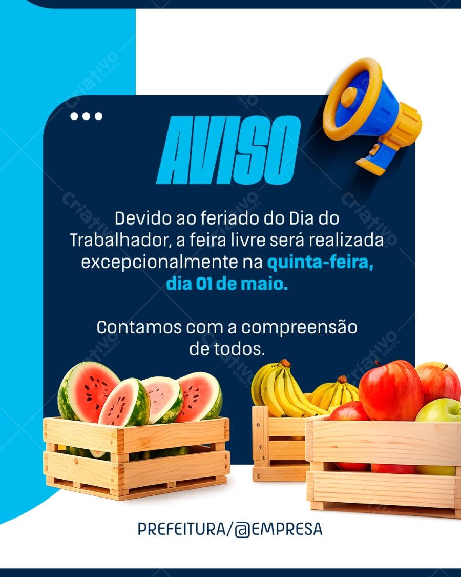Post Dia do Trabalhador Feira Livre PSD Editável
